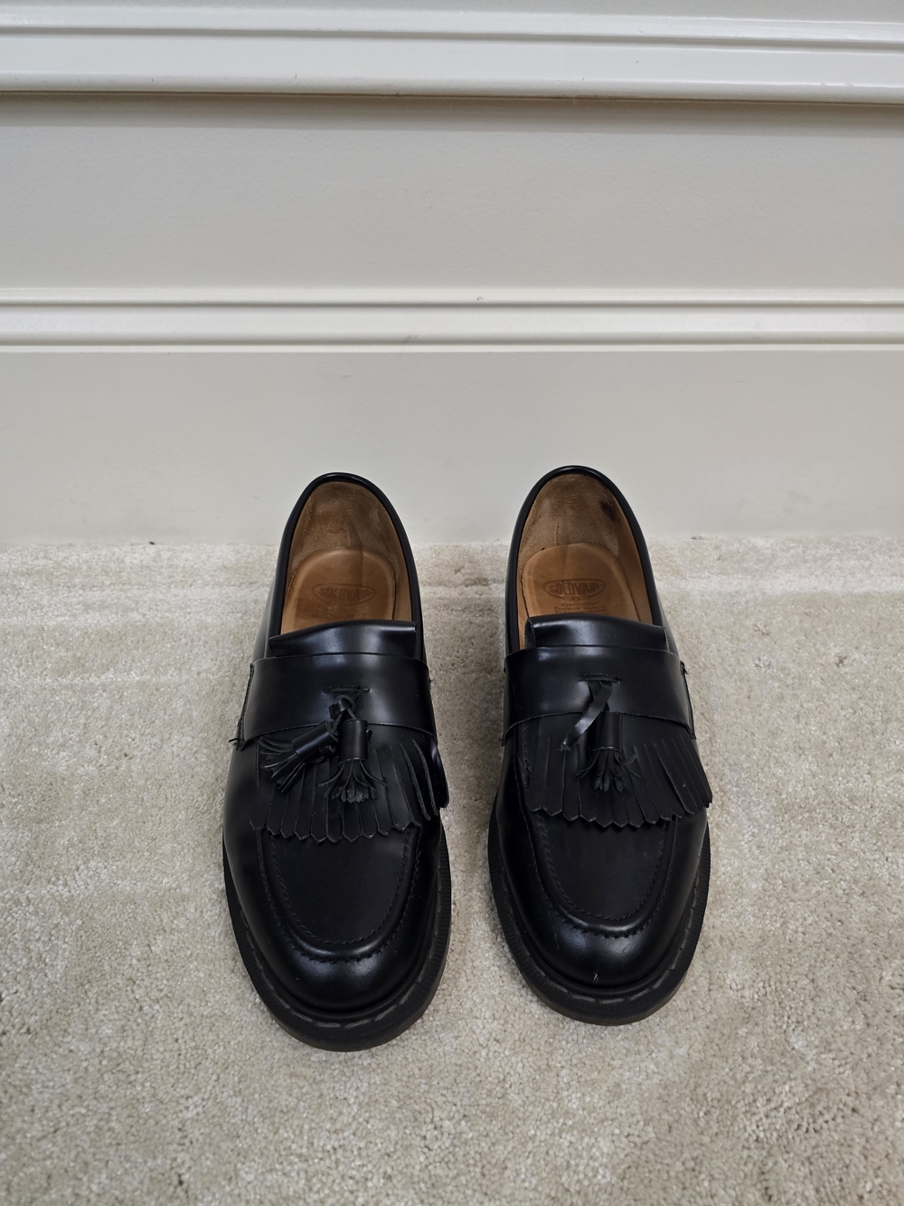 Solovair Black Tassel Kiltie Leather Loafers - Men Size 9
